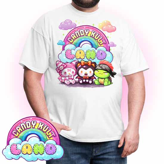 Wishbone Boo & Panku Candy Kult Land Logo Men's / Unisex Classic T-Shirt - Candy Kult - Candy Cult - Candy Kult Land - Wishbone - Boo Kitty - Panku - Frosti - Toxic Kitten - Hex-Heart - Cult Candy - Cake High Heels - [product_vendor}