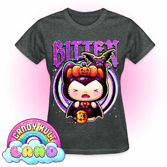 Bitten Boo Kitty Origins - Candy Kult Land REGULAR FIT Ladies T-Shirt - Candy Kult - Candy Cult - Candy Kult Land - Wishbone - Boo Kitty - Panku - Frosti - Toxic Kitten - Hex-Heart - Cult Candy - Cake High Heels - [product_vendor}