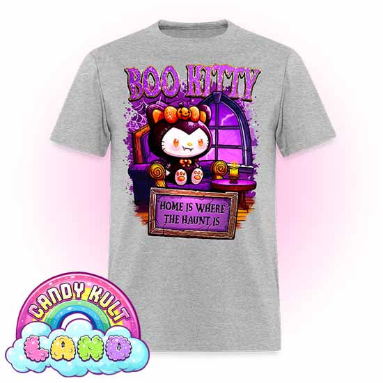 Home Is Where The Haunt Is Boo Kitty  - Candy Kult Land Men's / Unisex Classic T-Shirt - Candy Kult - Candy Cult - Candy Kult Land - Wishbone - Boo Kitty - Panku - Frosti - Toxic Kitten - Hex-Heart - Cult Candy - Cake High Heels - [product_vendor}