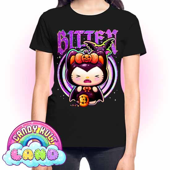 Bitten Boo Kitty Origins - Candy Kult Land REGULAR FIT Ladies T-Shirt - Candy Kult - Candy Cult - Candy Kult Land - Wishbone - Boo Kitty - Panku - Frosti - Toxic Kitten - Hex-Heart - Cult Candy - Cake High Heels - [product_vendor}