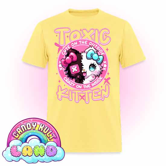 Crazy On The Inside Toxic Kitten  - Candy Kult Land COLOUR Men's / Unisex Classic T-Shirt - Candy Kult - Candy Cult - Candy Kult Land - Wishbone - Boo Kitty - Panku - Frosti - Toxic Kitten - Hex-Heart - Cult Candy - Cake High Heels - [product_vendor}