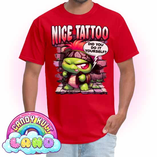 Nice Tattoo Did You Do It Yourself?  - Candy Kult Land COLOUR Men's / Unisex Classic T-Shirt - Candy Kult - Candy Cult - Candy Kult Land - Wishbone - Boo Kitty - Panku - Frosti - Toxic Kitten - Hex-Heart - Cult Candy - Cake High Heels - [product_vendor}