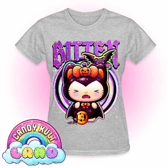 Bitten Boo Kitty Origins - Candy Kult Land REGULAR FIT Ladies T-Shirt - Candy Kult - Candy Cult - Candy Kult Land - Wishbone - Boo Kitty - Panku - Frosti - Toxic Kitten - Hex-Heart - Cult Candy - Cake High Heels - [product_vendor}