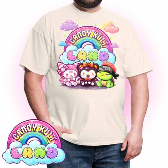 Wishbone Boo & Panku Candy Kult Land Logo Men's / Unisex Classic T-Shirt - Candy Kult - Candy Cult - Candy Kult Land - Wishbone - Boo Kitty - Panku - Frosti - Toxic Kitten - Hex-Heart - Cult Candy - Cake High Heels - [product_vendor}