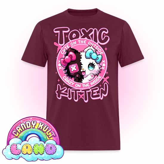Crazy On The Inside Toxic Kitten  - Candy Kult Land COLOUR Men's / Unisex Classic T-Shirt - Candy Kult - Candy Cult - Candy Kult Land - Wishbone - Boo Kitty - Panku - Frosti - Toxic Kitten - Hex-Heart - Cult Candy - Cake High Heels - [product_vendor}