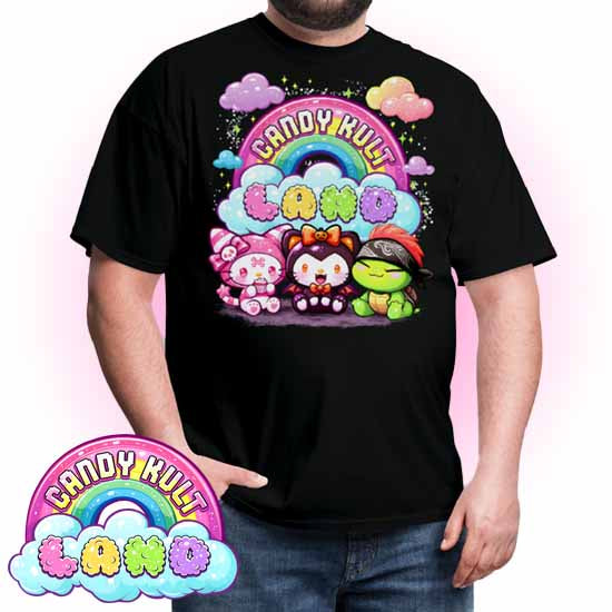 Wishbone Boo & Panku Candy Kult Land Logo Men's / Unisex Classic T-Shirt - Candy Kult - Candy Cult - Candy Kult Land - Wishbone - Boo Kitty - Panku - Frosti - Toxic Kitten - Hex-Heart - Cult Candy - Cake High Heels - [product_vendor}