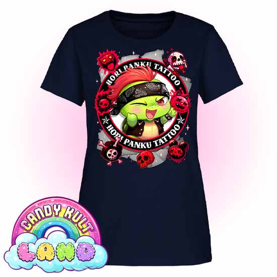Hori Panku Tattoo Black - Candy Kult Land Women's FITTED T-Shirt - Candy Kult - Candy Cult - Candy Kult Land - Wishbone - Boo Kitty - Panku - Frosti - Toxic Kitten - Hex-Heart - Cult Candy - Cake High Heels - [product_vendor}