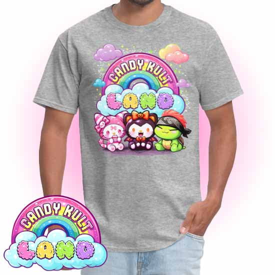 Wishbone Boo & Panku Candy Kult Land Logo Men's / Unisex Classic T-Shirt - Candy Kult - Candy Cult - Candy Kult Land - Wishbone - Boo Kitty - Panku - Frosti - Toxic Kitten - Hex-Heart - Cult Candy - Cake High Heels - [product_vendor}