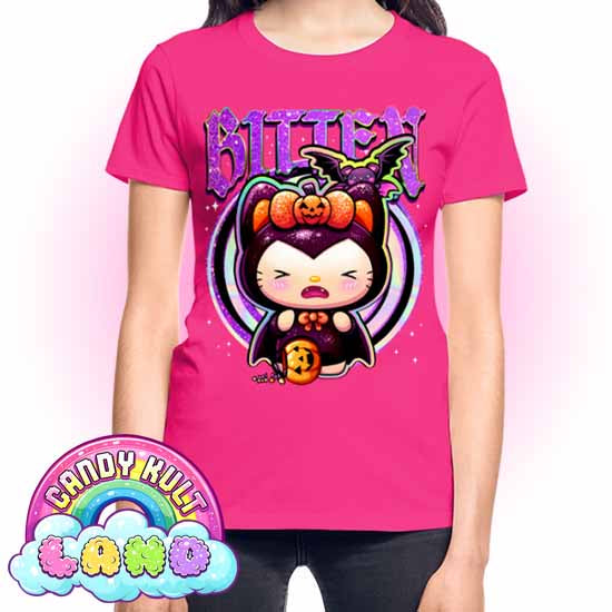 Bitten Boo Kitty Origins - Candy Kult Land REGULAR FIT Ladies T-Shirt - Candy Kult - Candy Cult - Candy Kult Land - Wishbone - Boo Kitty - Panku - Frosti - Toxic Kitten - Hex-Heart - Cult Candy - Cake High Heels - [product_vendor}