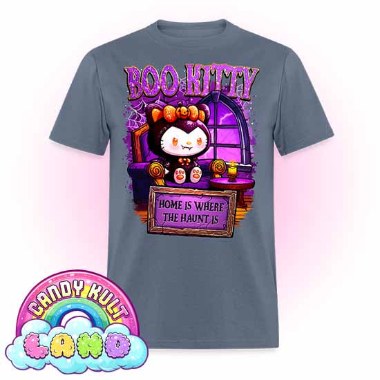 Home Is Where The Haunt Is Boo Kitty  - Candy Kult Land Men's / Unisex Classic T-Shirt - Candy Kult - Candy Cult - Candy Kult Land - Wishbone - Boo Kitty - Panku - Frosti - Toxic Kitten - Hex-Heart - Cult Candy - Cake High Heels - [product_vendor}
