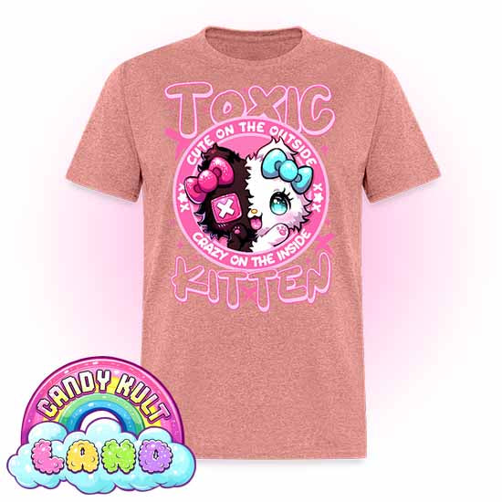 Crazy On The Inside Toxic Kitten  - Candy Kult Land COLOUR Men's / Unisex Classic T-Shirt - Candy Kult - Candy Cult - Candy Kult Land - Wishbone - Boo Kitty - Panku - Frosti - Toxic Kitten - Hex-Heart - Cult Candy - Cake High Heels - [product_vendor}
