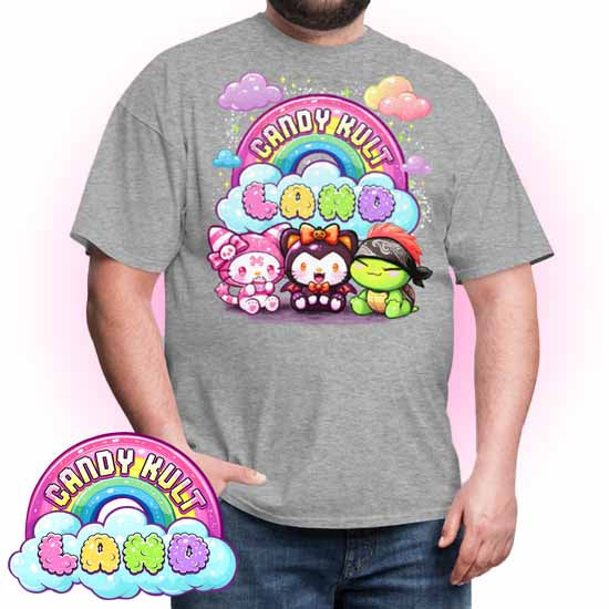 Wishbone Boo & Panku Candy Kult Land Logo Men's / Unisex Classic T-Shirt - Candy Kult - Candy Cult - Candy Kult Land - Wishbone - Boo Kitty - Panku - Frosti - Toxic Kitten - Hex-Heart - Cult Candy - Cake High Heels - [product_vendor}