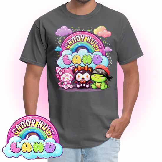 Wishbone Boo & Panku Candy Kult Land Logo Men's / Unisex Classic T-Shirt - Candy Kult - Candy Cult - Candy Kult Land - Wishbone - Boo Kitty - Panku - Frosti - Toxic Kitten - Hex-Heart - Cult Candy - Cake High Heels - [product_vendor}