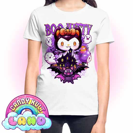 Boo Kitty Origins - Candy Kult Land REGULAR FIT Ladies T-Shirt - Candy Kult - Candy Cult - Candy Kult Land - Wishbone - Boo Kitty - Panku - Frosti - Toxic Kitten - Hex-Heart - Cult Candy - Cake High Heels - [product_vendor}
