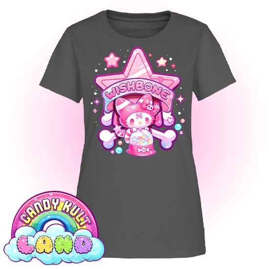 Wishbone Gumball Machine Logo - Candy Kult Land Women's FITTED T-Shirt - Candy Kult - Candy Cult - Candy Kult Land - Wishbone - Boo Kitty - Panku - Frosti - Toxic Kitten - Hex-Heart - Cult Candy - Cake High Heels - [product_vendor}
