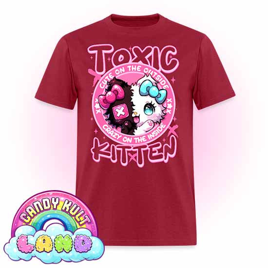 Crazy On The Inside Toxic Kitten  - Candy Kult Land COLOUR Men's / Unisex Classic T-Shirt - Candy Kult - Candy Cult - Candy Kult Land - Wishbone - Boo Kitty - Panku - Frosti - Toxic Kitten - Hex-Heart - Cult Candy - Cake High Heels - [product_vendor}