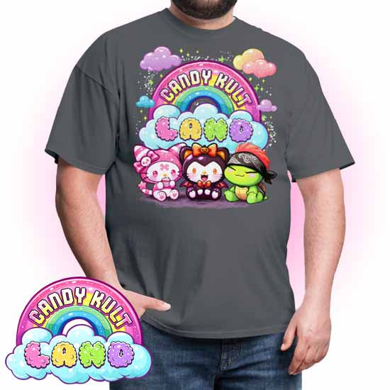 Wishbone Boo & Panku Candy Kult Land Logo Men's / Unisex Classic T-Shirt - Candy Kult - Candy Cult - Candy Kult Land - Wishbone - Boo Kitty - Panku - Frosti - Toxic Kitten - Hex-Heart - Cult Candy - Cake High Heels - [product_vendor}