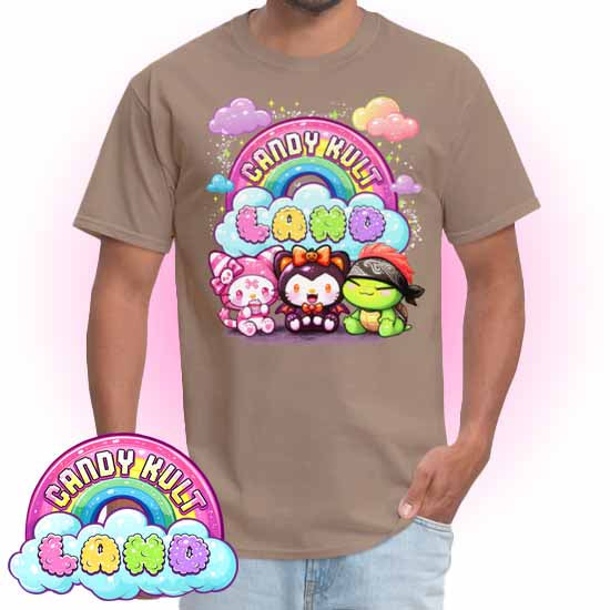 Wishbone Boo & Panku Candy Kult Land Logo Men's / Unisex Classic T-Shirt - Candy Kult - Candy Cult - Candy Kult Land - Wishbone - Boo Kitty - Panku - Frosti - Toxic Kitten - Hex-Heart - Cult Candy - Cake High Heels - [product_vendor}