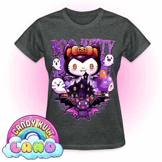 Boo Kitty Origins - Candy Kult Land REGULAR FIT Ladies T-Shirt - Candy Kult - Candy Cult - Candy Kult Land - Wishbone - Boo Kitty - Panku - Frosti - Toxic Kitten - Hex-Heart - Cult Candy - Cake High Heels - [product_vendor}