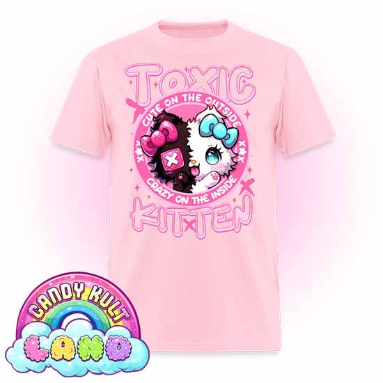 Crazy On The Inside Toxic Kitten  - Candy Kult Land COLOUR Men's / Unisex Classic T-Shirt - Candy Kult - Candy Cult - Candy Kult Land - Wishbone - Boo Kitty - Panku - Frosti - Toxic Kitten - Hex-Heart - Cult Candy - Cake High Heels - [product_vendor}