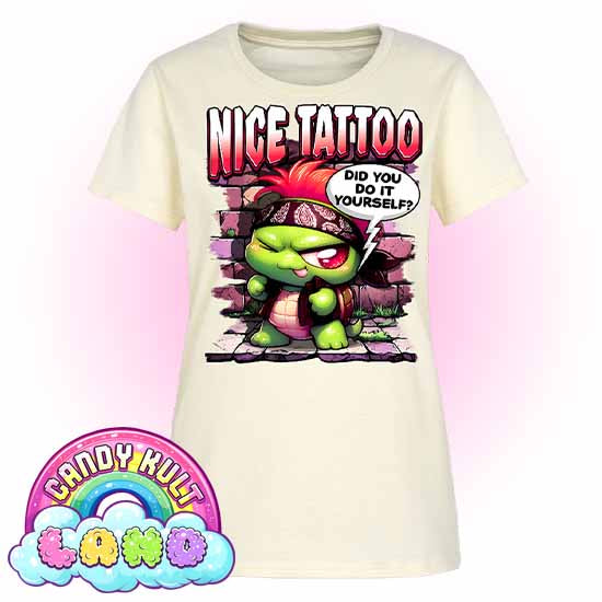 Nice Tattoo Did you Do It Yourself? Panku - Candy Kult Land Women's FITTED T-Shirt - Candy Kult - Candy Cult - Candy Kult Land - Wishbone - Boo Kitty - Panku - Frosti - Toxic Kitten - Hex-Heart - Cult Candy - Cake High Heels - [product_vendor}