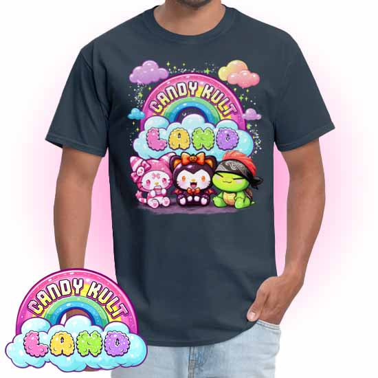 Wishbone Boo & Panku Candy Kult Land Logo Men's / Unisex Classic T-Shirt - Candy Kult - Candy Cult - Candy Kult Land - Wishbone - Boo Kitty - Panku - Frosti - Toxic Kitten - Hex-Heart - Cult Candy - Cake High Heels - [product_vendor}