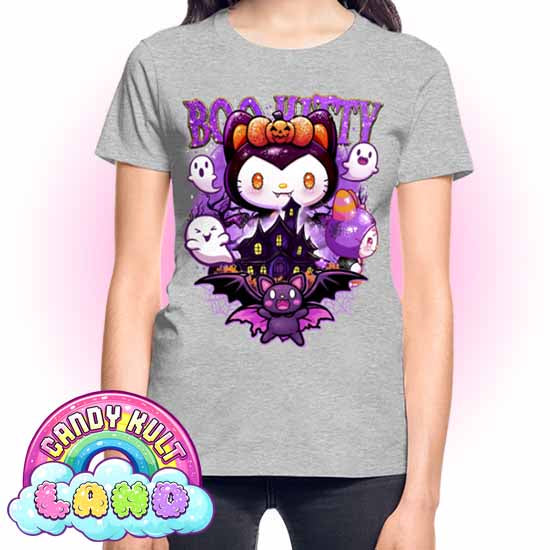 Boo Kitty Origins - Candy Kult Land REGULAR FIT Ladies T-Shirt - Candy Kult - Candy Cult - Candy Kult Land - Wishbone - Boo Kitty - Panku - Frosti - Toxic Kitten - Hex-Heart - Cult Candy - Cake High Heels - [product_vendor}
