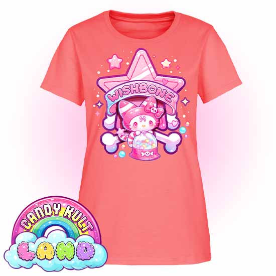 Wishbone Gumball Machine Logo - Candy Kult Land Women's FITTED T-Shirt - Candy Kult - Candy Cult - Candy Kult Land - Wishbone - Boo Kitty - Panku - Frosti - Toxic Kitten - Hex-Heart - Cult Candy - Cake High Heels - [product_vendor}