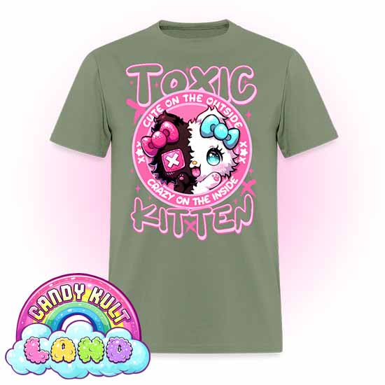 Crazy On The Inside Toxic Kitten  - Candy Kult Land COLOUR Men's / Unisex Classic T-Shirt - Candy Kult - Candy Cult - Candy Kult Land - Wishbone - Boo Kitty - Panku - Frosti - Toxic Kitten - Hex-Heart - Cult Candy - Cake High Heels - [product_vendor}