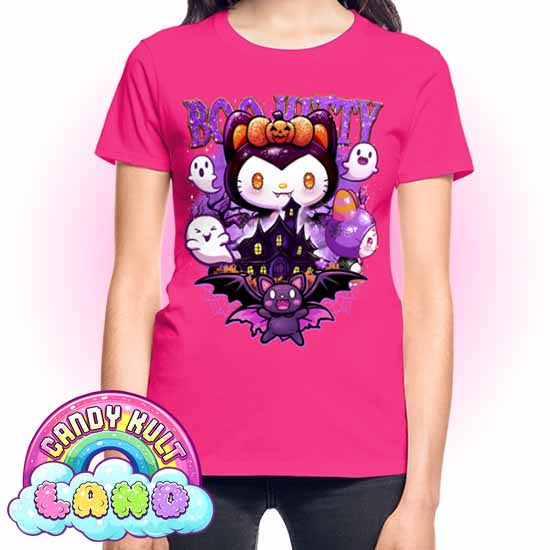 Boo Kitty Origins - Candy Kult Land REGULAR FIT Ladies T-Shirt - Candy Kult - Candy Cult - Candy Kult Land - Wishbone - Boo Kitty - Panku - Frosti - Toxic Kitten - Hex-Heart - Cult Candy - Cake High Heels - [product_vendor}