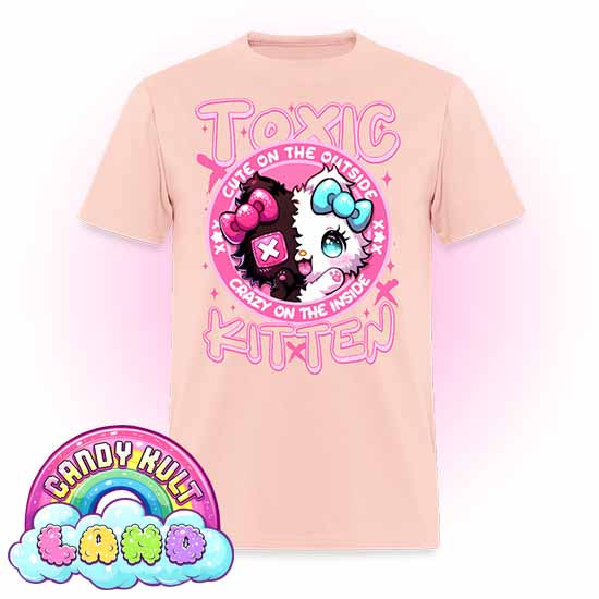 Crazy On The Inside Toxic Kitten  - Candy Kult Land COLOUR Men's / Unisex Classic T-Shirt - Candy Kult - Candy Cult - Candy Kult Land - Wishbone - Boo Kitty - Panku - Frosti - Toxic Kitten - Hex-Heart - Cult Candy - Cake High Heels - [product_vendor}