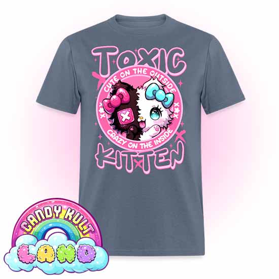 Crazy On The Inside Toxic Kitten  - Candy Kult Land Men's / Unisex Classic T-Shirt - Candy Kult - Candy Cult - Candy Kult Land - Wishbone - Boo Kitty - Panku - Frosti - Toxic Kitten - Hex-Heart - Cult Candy - Cake High Heels - [product_vendor}