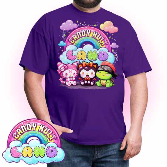Wishbone Boo & Panku Candy Kult Land Logo COLOUR Men's / Unisex Classic T-Shirt - Candy Kult - Candy Cult - Candy Kult Land - Wishbone - Boo Kitty - Panku - Frosti - Toxic Kitten - Hex-Heart - Cult Candy - Cake High Heels - [product_vendor}