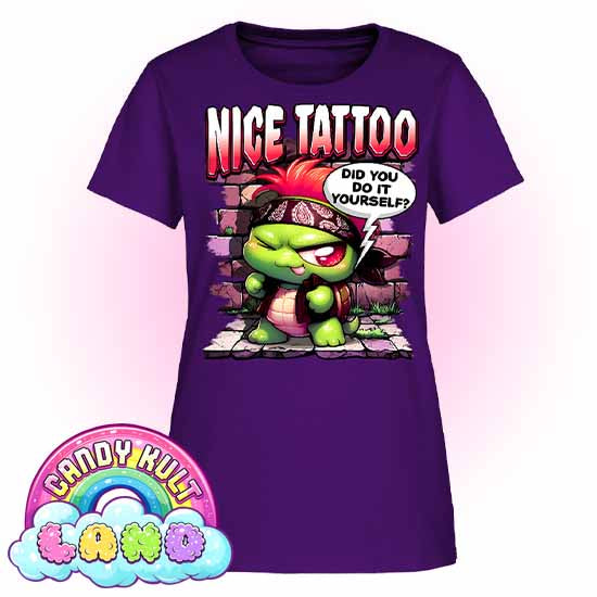 Nice Tattoo Did you Do It Yourself? Panku - Candy Kult Land Women's FITTED T-Shirt - Candy Kult - Candy Cult - Candy Kult Land - Wishbone - Boo Kitty - Panku - Frosti - Toxic Kitten - Hex-Heart - Cult Candy - Cake High Heels - [product_vendor}
