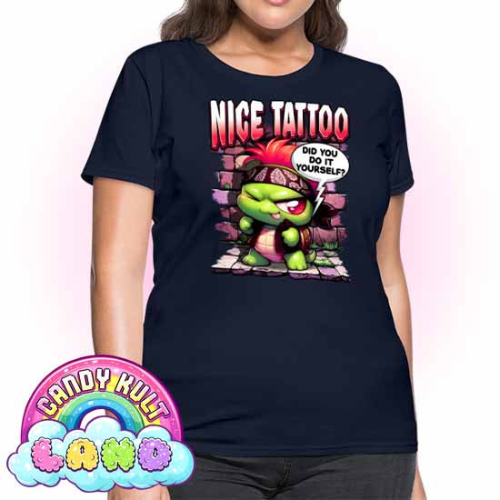 Nice Tattoo Did you Do It Yourself? Panku - Candy Kult Land Women's FITTED T-Shirt - Candy Kult - Candy Cult - Candy Kult Land - Wishbone - Boo Kitty - Panku - Frosti - Toxic Kitten - Hex-Heart - Cult Candy - Cake High Heels - [product_vendor}