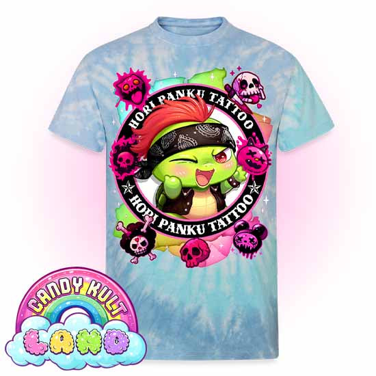 Hori Panku Tattoo Rainbow - Candy Kult Land Unisex Tie Dye T-Shirt - Candy Kult - Candy Cult - Candy Kult Land - Wishbone - Boo Kitty - Panku - Frosti - Toxic Kitten - Hex-Heart - Cult Candy - Cake High Heels - [product_vendor}