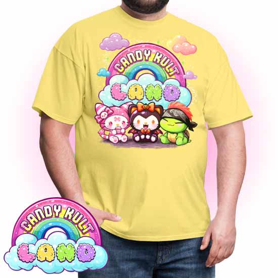 Wishbone Boo & Panku Candy Kult Land Logo COLOUR Men's / Unisex Classic T-Shirt - Candy Kult - Candy Cult - Candy Kult Land - Wishbone - Boo Kitty - Panku - Frosti - Toxic Kitten - Hex-Heart - Cult Candy - Cake High Heels - [product_vendor}