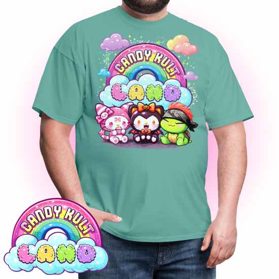 Wishbone Boo & Panku Candy Kult Land Logo COLOUR Men's / Unisex Classic T-Shirt - Candy Kult - Candy Cult - Candy Kult Land - Wishbone - Boo Kitty - Panku - Frosti - Toxic Kitten - Hex-Heart - Cult Candy - Cake High Heels - [product_vendor}