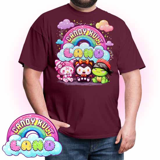 Wishbone Boo & Panku Candy Kult Land Logo COLOUR Men's / Unisex Classic T-Shirt - Candy Kult - Candy Cult - Candy Kult Land - Wishbone - Boo Kitty - Panku - Frosti - Toxic Kitten - Hex-Heart - Cult Candy - Cake High Heels - [product_vendor}