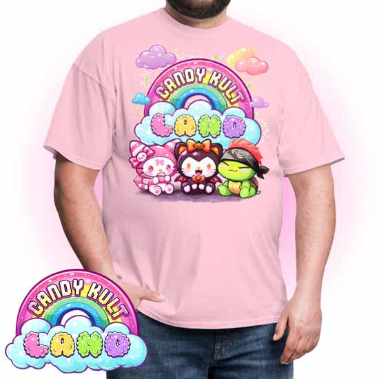 Wishbone Boo & Panku Candy Kult Land Logo COLOUR Men's / Unisex Classic T-Shirt - Candy Kult - Candy Cult - Candy Kult Land - Wishbone - Boo Kitty - Panku - Frosti - Toxic Kitten - Hex-Heart - Cult Candy - Cake High Heels - [product_vendor}