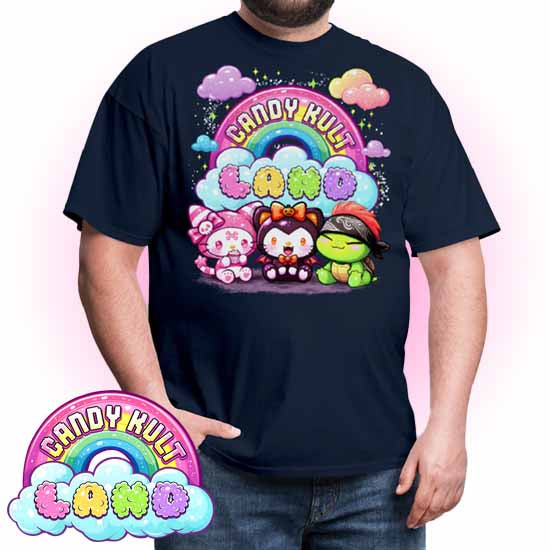 Wishbone Boo & Panku Candy Kult Land Logo COLOUR Men's / Unisex Classic T-Shirt - Candy Kult - Candy Cult - Candy Kult Land - Wishbone - Boo Kitty - Panku - Frosti - Toxic Kitten - Hex-Heart - Cult Candy - Cake High Heels - [product_vendor}