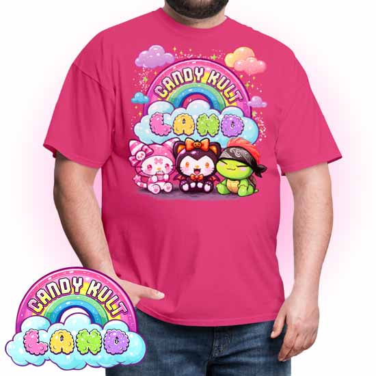 Wishbone Boo & Panku Candy Kult Land Logo COLOUR Men's / Unisex Classic T-Shirt - Candy Kult - Candy Cult - Candy Kult Land - Wishbone - Boo Kitty - Panku - Frosti - Toxic Kitten - Hex-Heart - Cult Candy - Cake High Heels - [product_vendor}