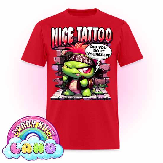 Nice Tattoo Did You Do It Yourself?  - Candy Kult Land COLOUR Men's / Unisex Classic T-Shirt - Candy Kult - Candy Cult - Candy Kult Land - Wishbone - Boo Kitty - Panku - Frosti - Toxic Kitten - Hex-Heart - Cult Candy - Cake High Heels - [product_vendor}