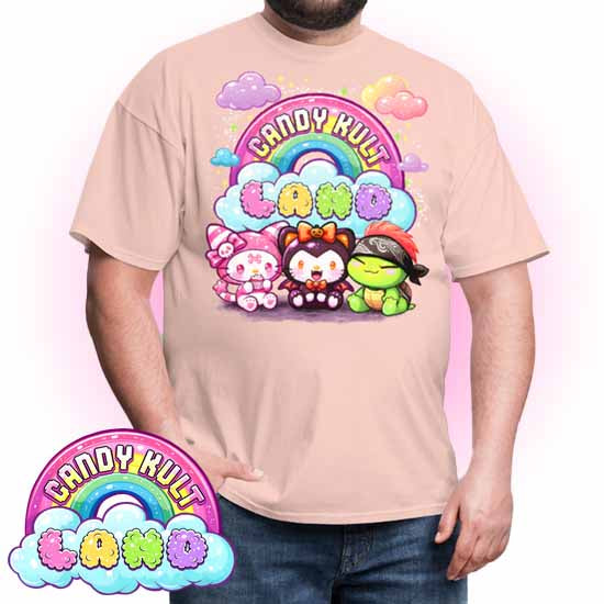 Wishbone Boo & Panku Candy Kult Land Logo COLOUR Men's / Unisex Classic T-Shirt - Candy Kult - Candy Cult - Candy Kult Land - Wishbone - Boo Kitty - Panku - Frosti - Toxic Kitten - Hex-Heart - Cult Candy - Cake High Heels - [product_vendor}