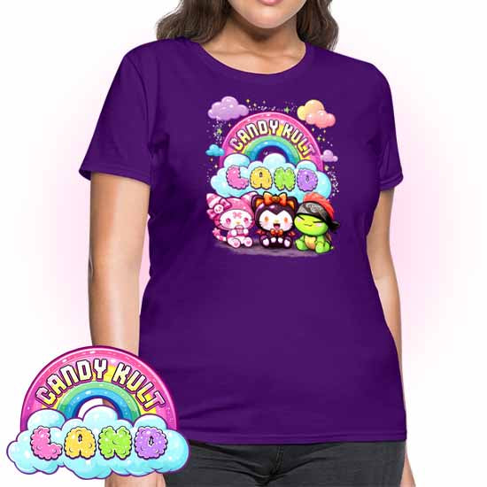 Candy Kult Land Wishbone, Boo & Panku - Women's FITTED T-Shirt - Candy Kult - Candy Cult - Candy Kult Land - Wishbone - Boo Kitty - Panku - Frosti - Toxic Kitten - Hex-Heart - Cult Candy - Cake High Heels - [product_vendor}