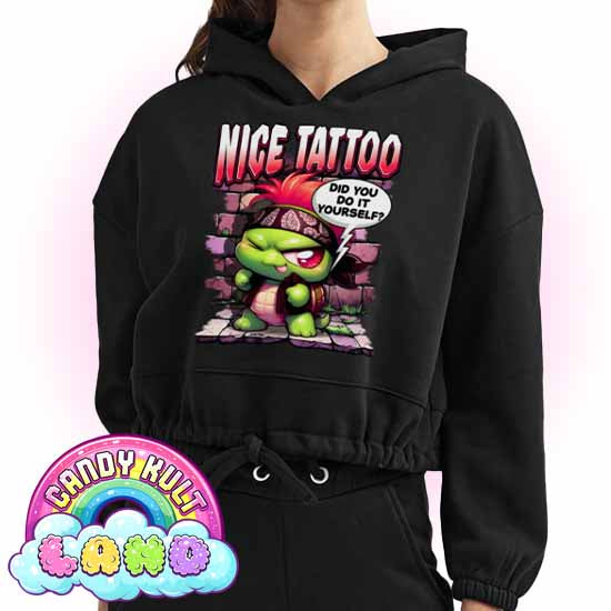 Nice Tattoo Did You Do It y=Yourself? Panku - Candy Kult Land Women’s Cropped Hoodie