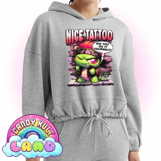 Nice Tattoo Did You Do It y=Yourself? Panku - Candy Kult Land Women’s Cropped Hoodie