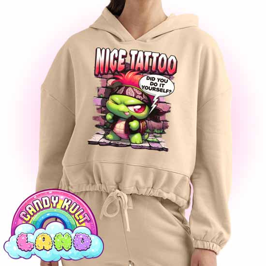 Nice Tattoo Did You Do It y=Yourself? Panku - Candy Kult Land Women’s Cropped Hoodie