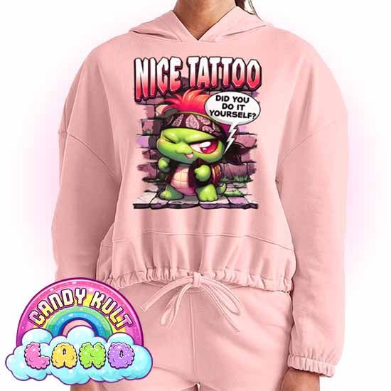 Nice Tattoo Did You Do It y=Yourself? Panku - Candy Kult Land Women’s Cropped Hoodie