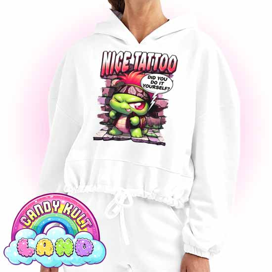 Nice Tattoo Did You Do It y=Yourself? Panku - Candy Kult Land Women’s Cropped Hoodie